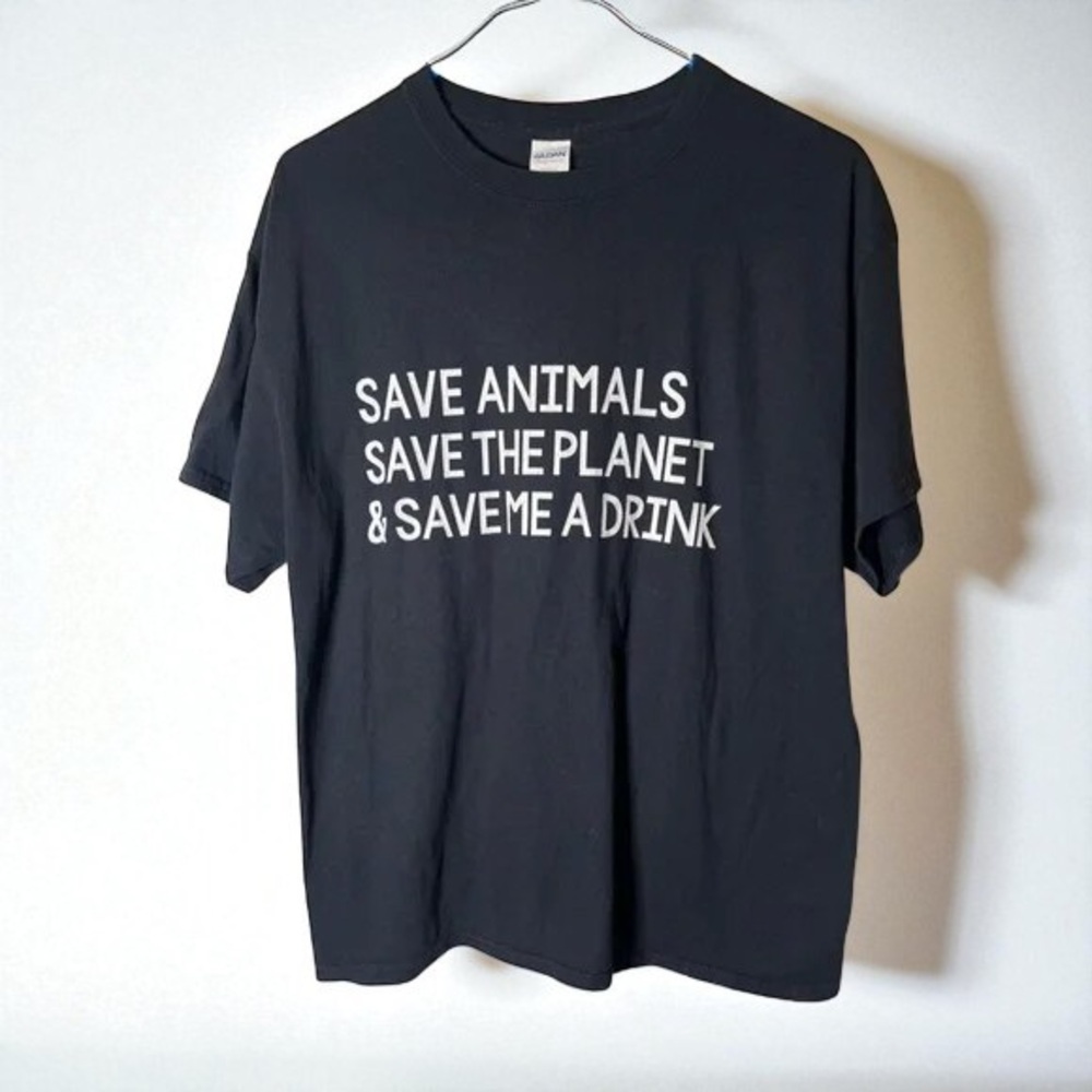 Gildan Black Short Sleeve Tee Save Animals